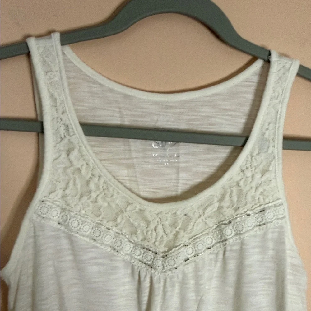 Justice White Lace Yoke Tank Top